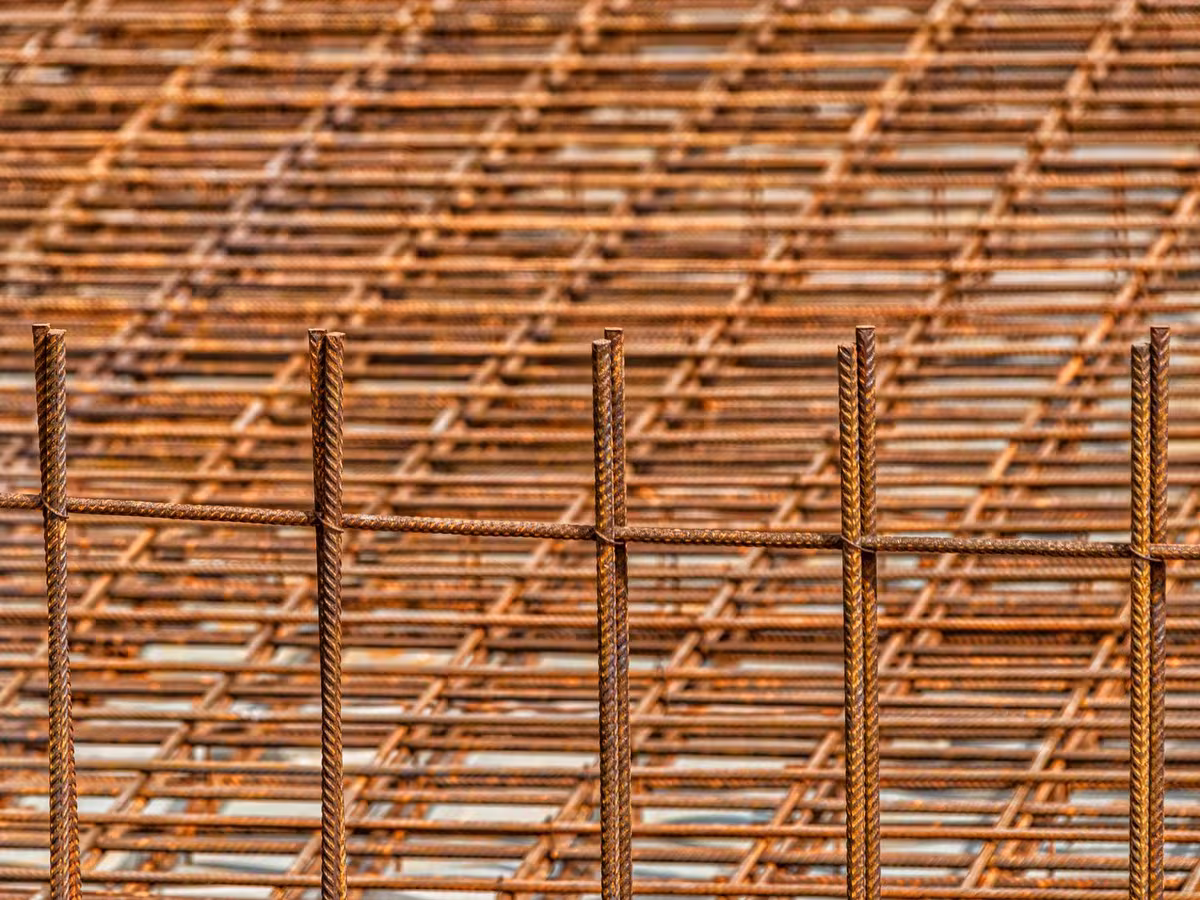 Steel reinforcing mesh laid ready for a slab pour